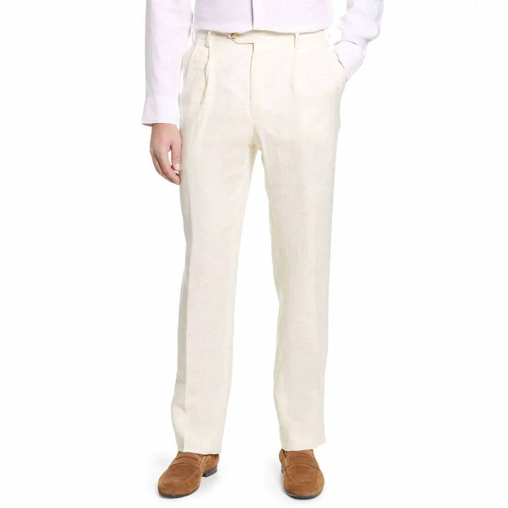 NEW BERLE classic linen pant in cream
